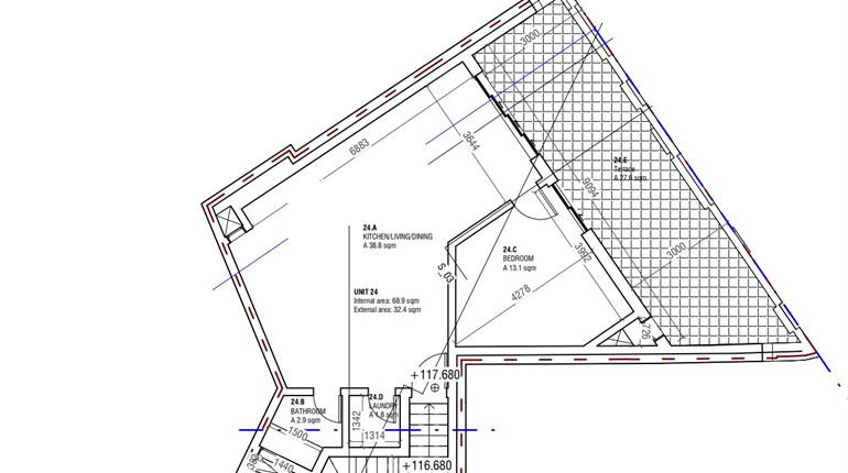 Msida - 6th Floor 1 Bedroom Finished Penthouse On Plan 