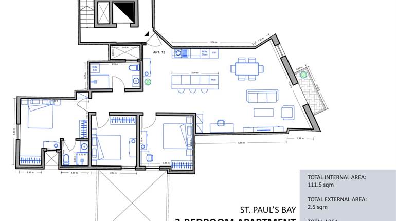 St. Paul's Bay - 6th Floor 3 Bedroom Apartment