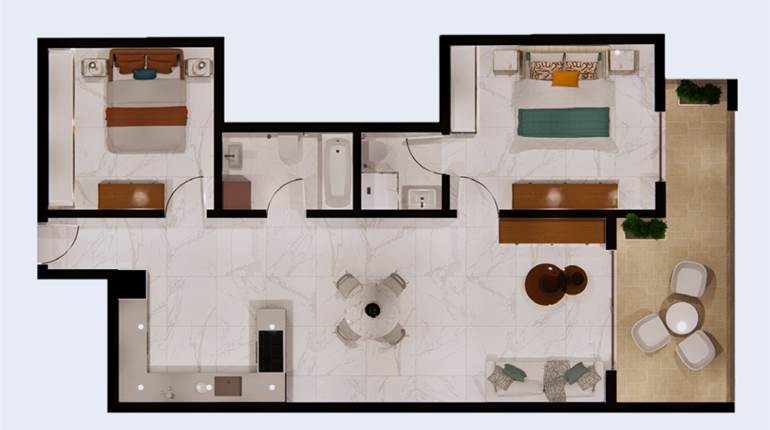 Qawra - 2 Bedroom Fully Finished 6th Floor Apartment Ready Built 