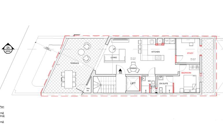 Fgura -  On Plan 1 Bedroom + Study Finished Penthouse / Front & Back Terrace 