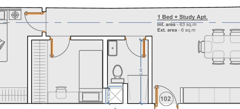 Birzebbugia - 1 Bedroom + Study Apartment -On Plan