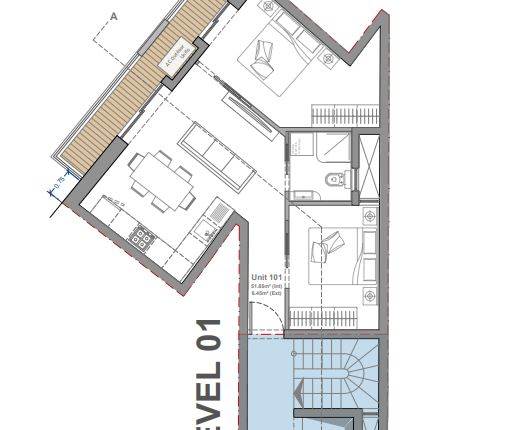 Hamrun - One Bedroom+Study On Plan Shell Form